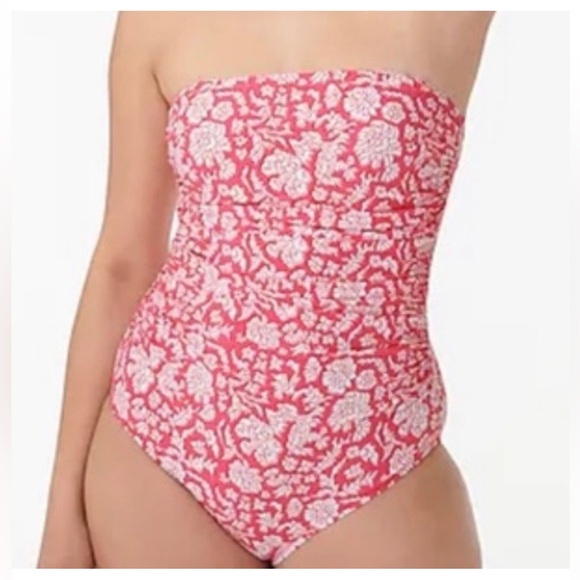 FINAL SALE! NWT J. Crew Pink Floral Halter Swimsuit 
Sz 16 - Picture 2 of 12